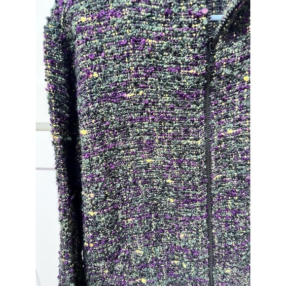 Chico's Design Boucle Bomber Jacket Women's Size 1 Wool Blend Multi-Color Zip - Picture 3 of 5